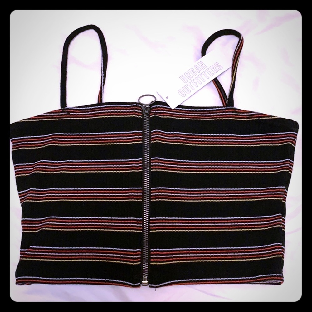Urban Outfitters Striped Zipped Crop Top